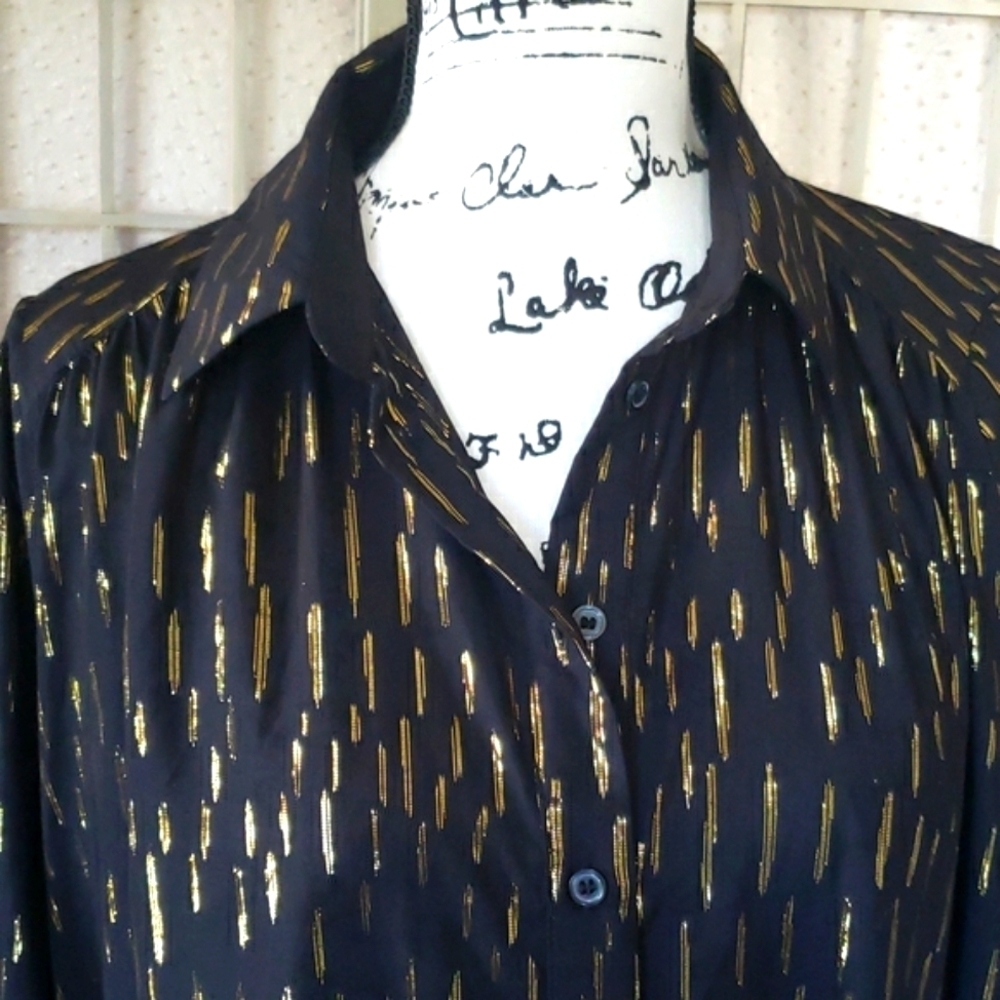 Zara nwt black and gold oversized shirt dress whit ruffle size  S - Picture 2 of 9